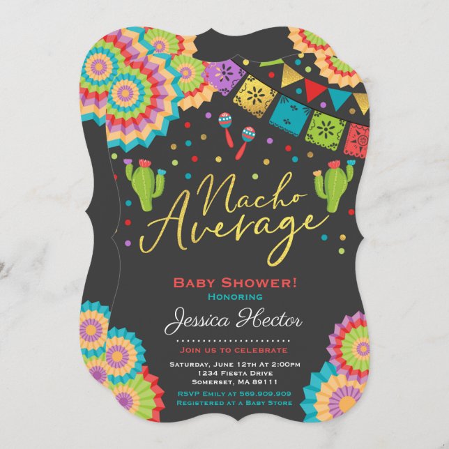 Fiesta Baby Shower Invitation Nacho Average Shower (Front/Back)
