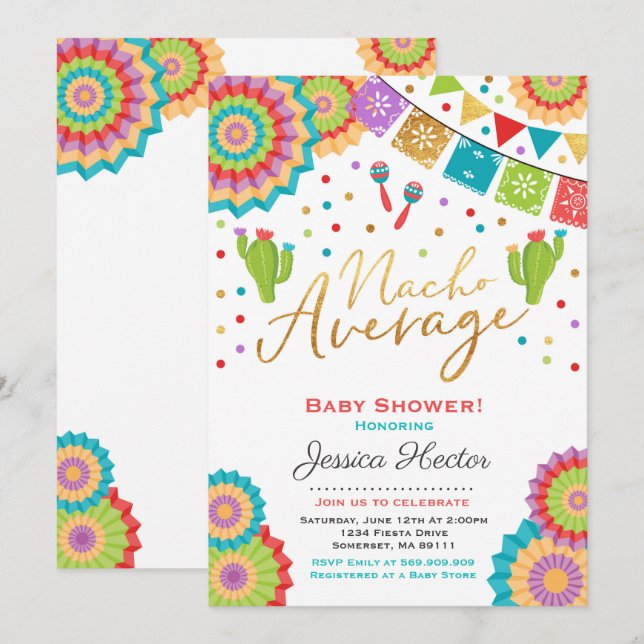 Fiesta Baby Shower Invitation Nacho Average Shower (Front/Back)