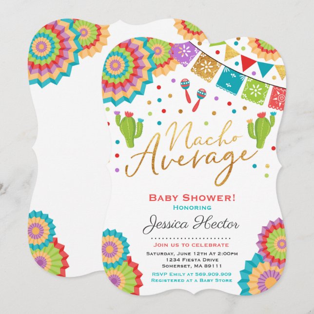 Fiesta Baby Shower Invitation Nacho Average Shower (Front/Back)