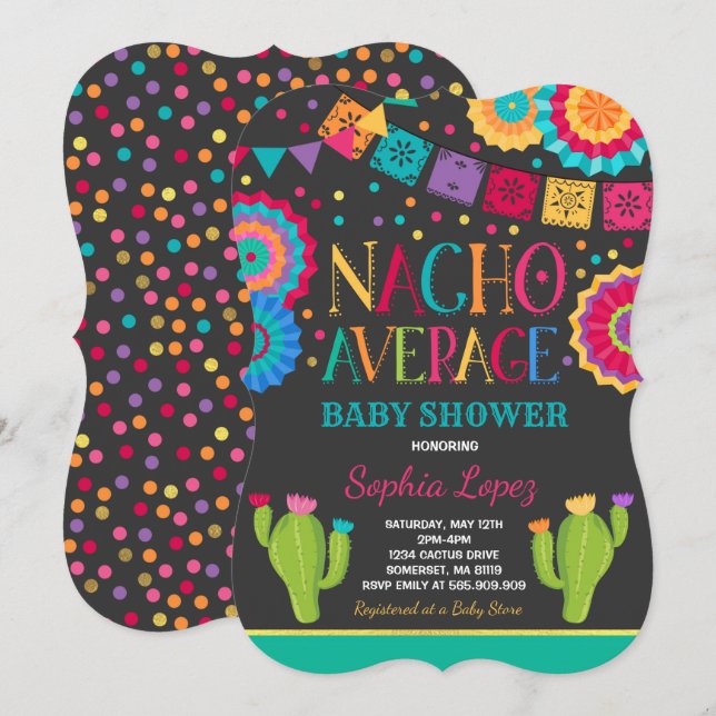 Fiesta Baby Shower Invitation Nacho Average Shower (Front/Back)