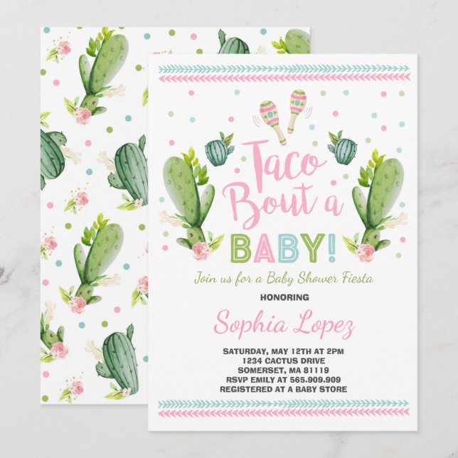 Fiesta Baby Shower Invitation Taco Bout A Baby (Front/Back)