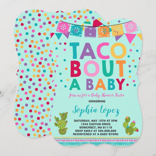 Fiesta Baby Shower Invitation Taco Bout A Baby (Front/Back)