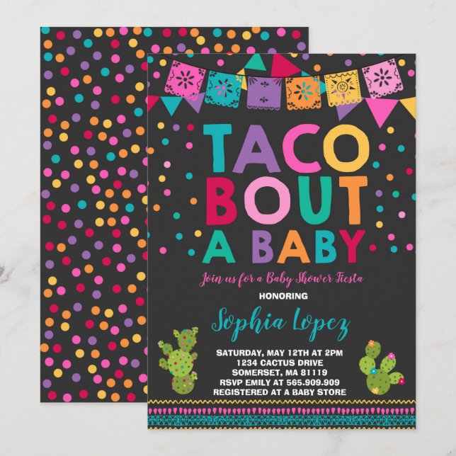 Fiesta Baby Shower Invitation Taco Bout A Baby (Front/Back)