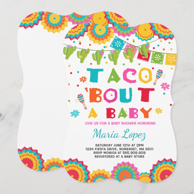 Fiesta Baby Shower Invitation Taco Bout A Baby (Front/Back)