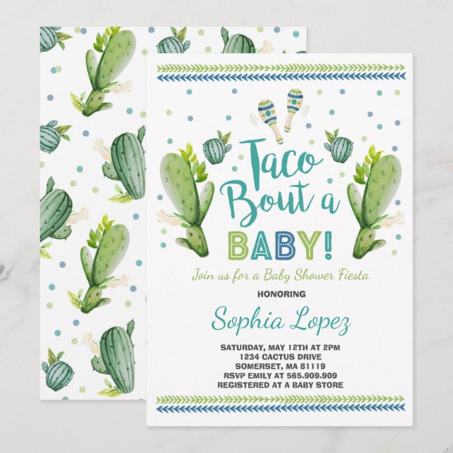 Fiesta Baby Shower Invitation Taco Bout A Baby (Front/Back)