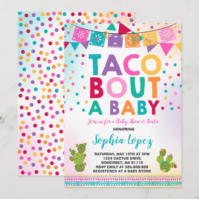 Fiesta Baby Shower Invitation Taco Bout A Baby (Front/Back)