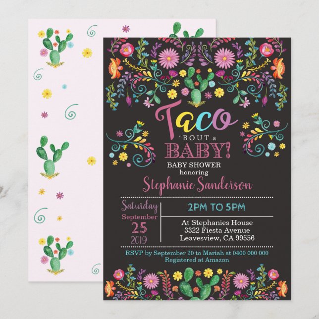 Fiesta Baby Shower Invitation Taco bout a Baby (Front/Back)