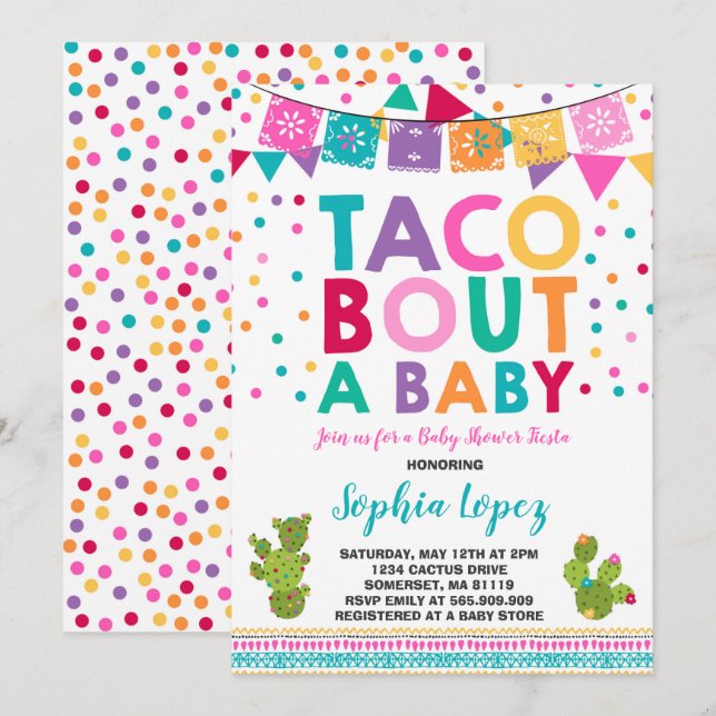 Fiesta Baby Shower Invitation Taco Bout A Baby (Front/Back)