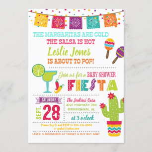 Fiesta Baby Shower Invitation - White