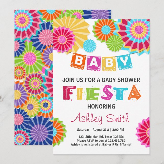 Fiesta Baby Shower Mexican Gender Neutral Colorful Invitation (Front/Back)
