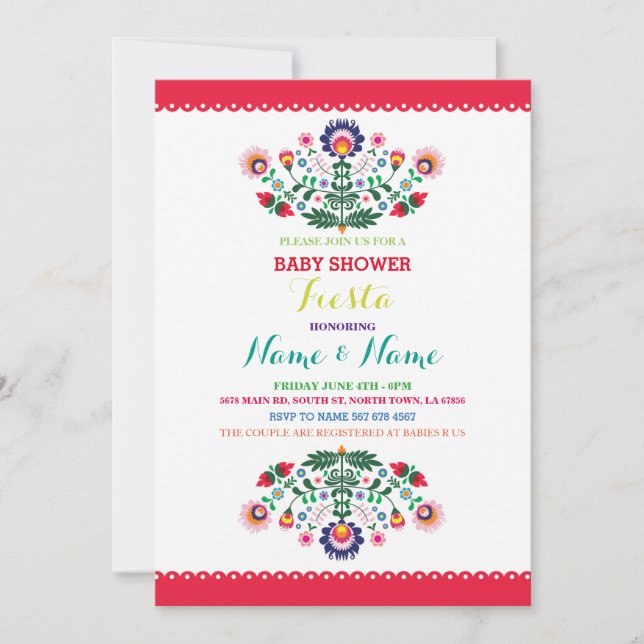 Fiesta Baby Shower Mexican Girl Boy Bright Invite (Front)