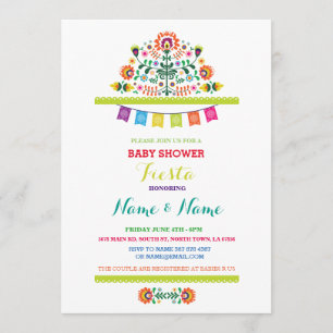 Fiesta Baby Shower Mexican Girl Boy Bright Invite
