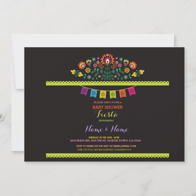 Fiesta Baby Shower Mexican Mexico Floral Invite (Front)