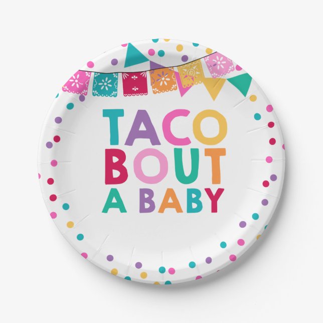 Fiesta Baby Shower Paper Plate 7" Taco Bout A Baby (Front)