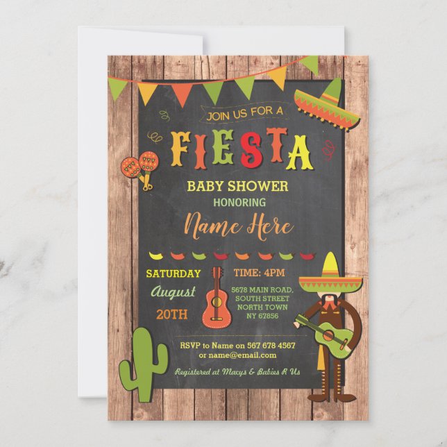 Fiesta Baby Shower Party Cactus Fun Mexican Invite (Front)