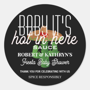 Fiesta Baby Shower Personalised Hot Sauce Classic  Round Sticker