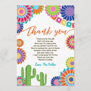 Fiesta Baby Shower Thank You Card Mexican Cactus