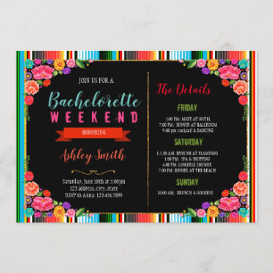 Fiesta bachelorette with Itinerary invitation