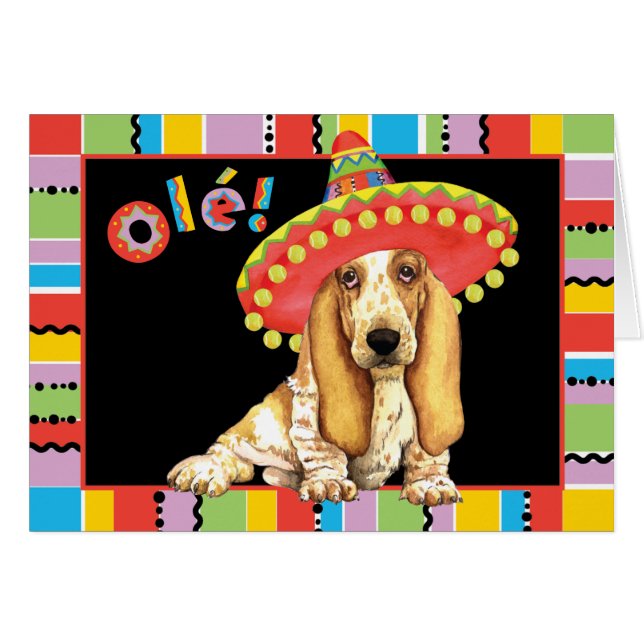 Fiesta Basset Greeting Card (Front Horizontal)