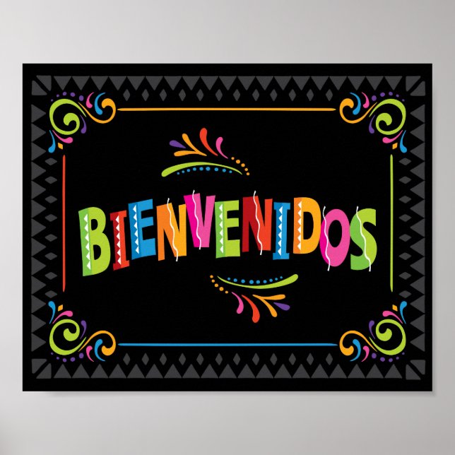 Fiesta BIENVENIDOS Party Sign Print (Front)