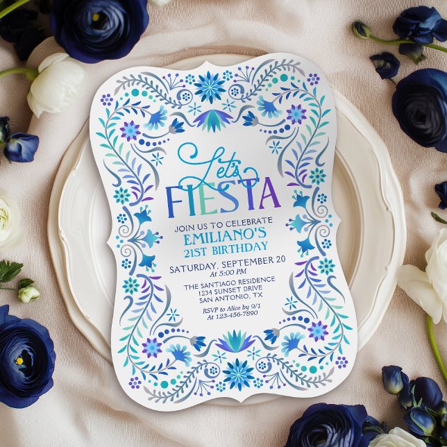Fiesta Birthday Blue Invitation (Creator Uploaded)