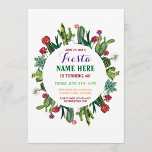 Fiesta Birthday Cactus Cacti Mexico Invitation