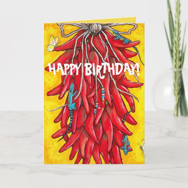 Fiesta Birthday Card Red Chilli Chile Pepper Ristr (Front)