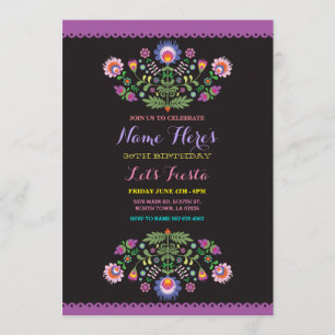 Fiesta Birthday Floral Mexican Invitation