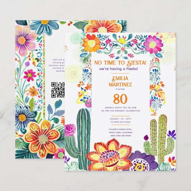 FIESTA Birthday! Folkart Flowers ANY AGE  (Front/Back)