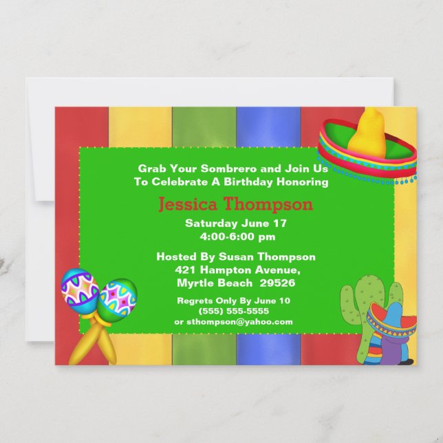 Fiesta Birthday Invitation (Front)