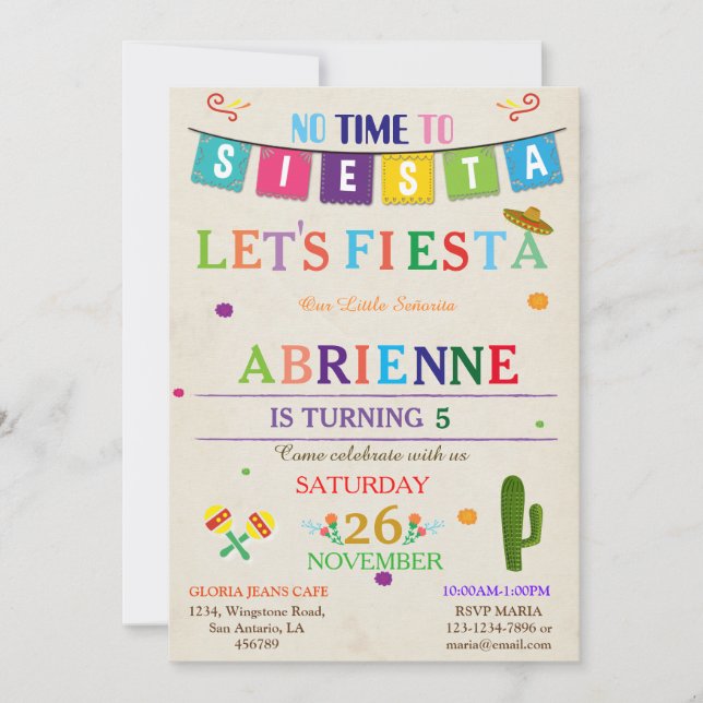 Fiesta Birthday Invitation (Front)