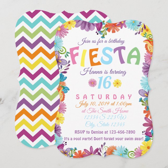 Fiesta Birthday Invitation (Front/Back)