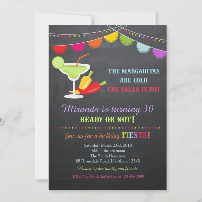 Fiesta Birthday Invitation / Adult Birthday Invite (Front)