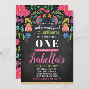 Fiesta Birthday Invitation, Chalkboard Invitation