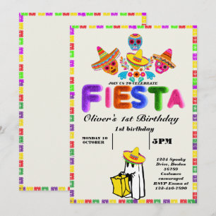 Fiesta Birthday Invitation Chalkboard Mexican