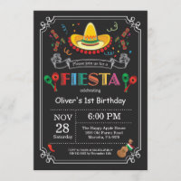 Fiesta Birthday Invitation Chalkboard Mexican