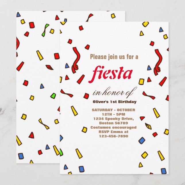 Fiesta Birthday Invitation Chalkboard Mexican (Front/Back)