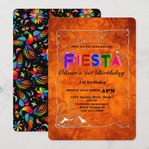 Fiesta Birthday Invitation Chalkboard Mexican