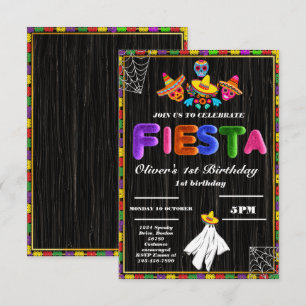 Fiesta Birthday Invitation Chalkboard Mexican
