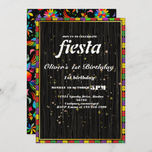 Fiesta Birthday Invitation Chalkboard Mexican