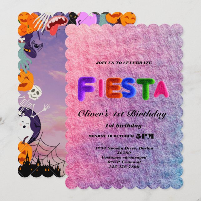 Fiesta Birthday Invitation Chalkboard Mexican (Front/Back)