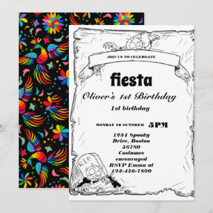 Fiesta Birthday Invitation Chalkboard Mexican