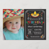 Fiesta Birthday Invitation Chalkboard Mexican