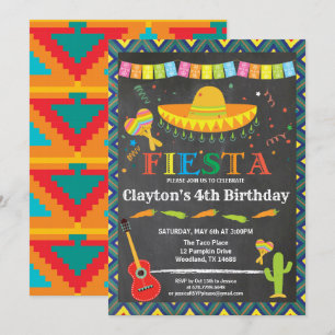 Fiesta birthday invitation for boy or kid