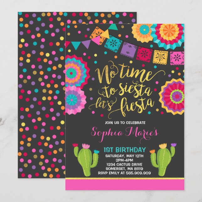Fiesta Birthday Invitation Mexican Birthday Fiesta (Front/Back)