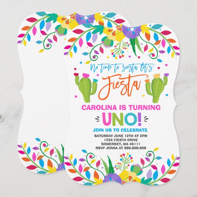 Fiesta Birthday Invitation Mexican Birthday Fiesta (Front/Back)