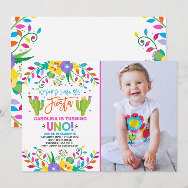 Fiesta Birthday Invitation Mexican Birthday Fiesta (Front/Back)