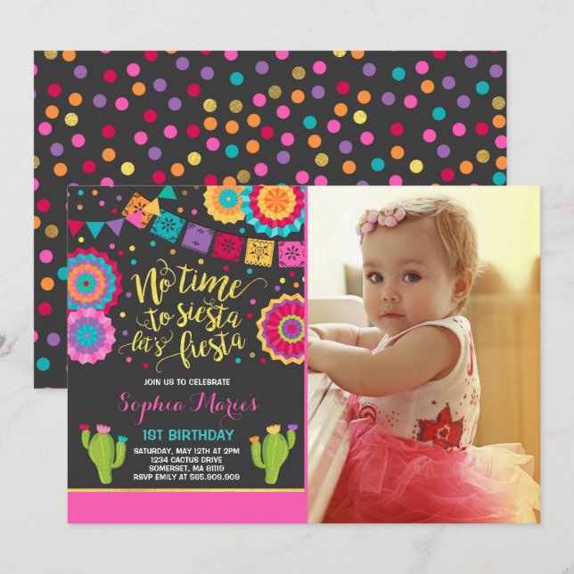 Fiesta Birthday Invitation Mexican Birthday Fiesta (Front/Back)