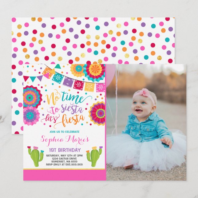 Fiesta Birthday Invitation Mexican Birthday Fiesta (Front/Back)
