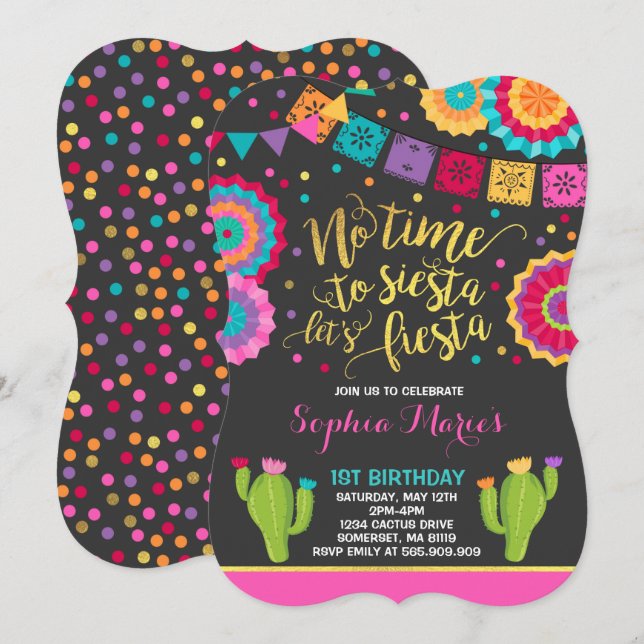Fiesta Birthday Invitation Mexican Birthday Fiesta (Front/Back)